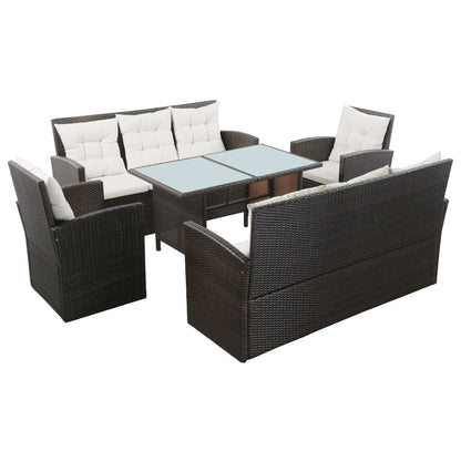 vidaXL Set da giardino con divano componibile e tavolo in rattan - 47,2 x 27,6 x 26