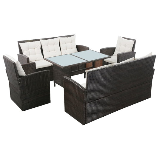 vidaXL Set da giardino con divano componibile e tavolo in rattan - 47,2 x 27,6 x 26