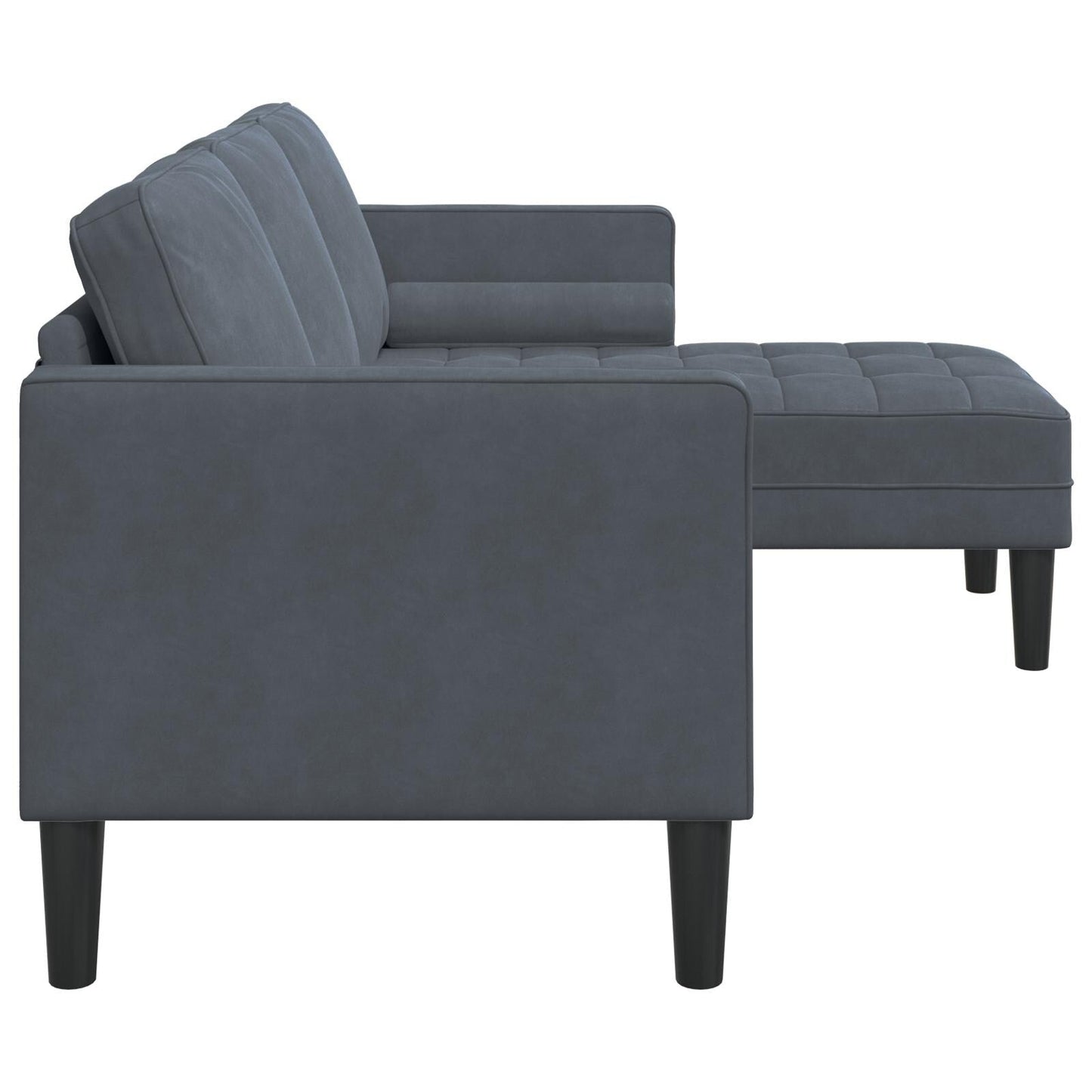 vidaXL Divano da giardino a L in velluto nero/grigio scuro/grigio chiaro - 68,1 x 51,6 x 26,4