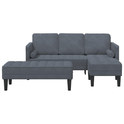 vidaXL Divano da giardino a L in velluto nero/grigio scuro/grigio chiaro - 68,1 x 51,6 x 26,4