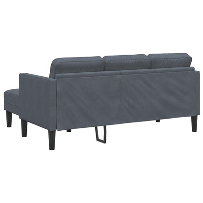 vidaXL Divano da giardino a L in velluto nero/grigio scuro/grigio chiaro - 68,1 x 51,6 x 26,4