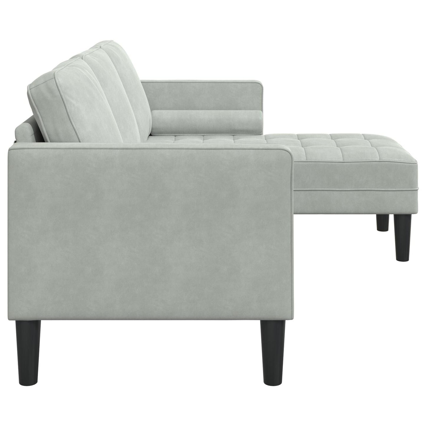 vidaXL Divano da giardino a L in velluto nero/grigio scuro/grigio chiaro - 68,1 x 51,6 x 26,4