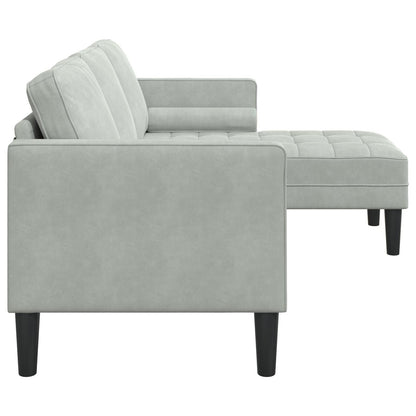vidaXL Divano da giardino a L in velluto nero/grigio scuro/grigio chiaro - 68,1 x 51,6 x 26,4