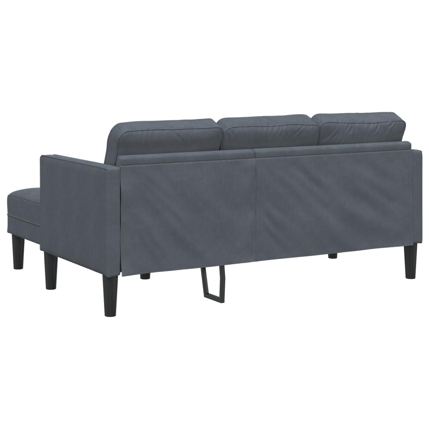 vidaXL Divano da giardino a L in velluto nero/grigio scuro/grigio chiaro - 68,1 x 51,6 x 26,4