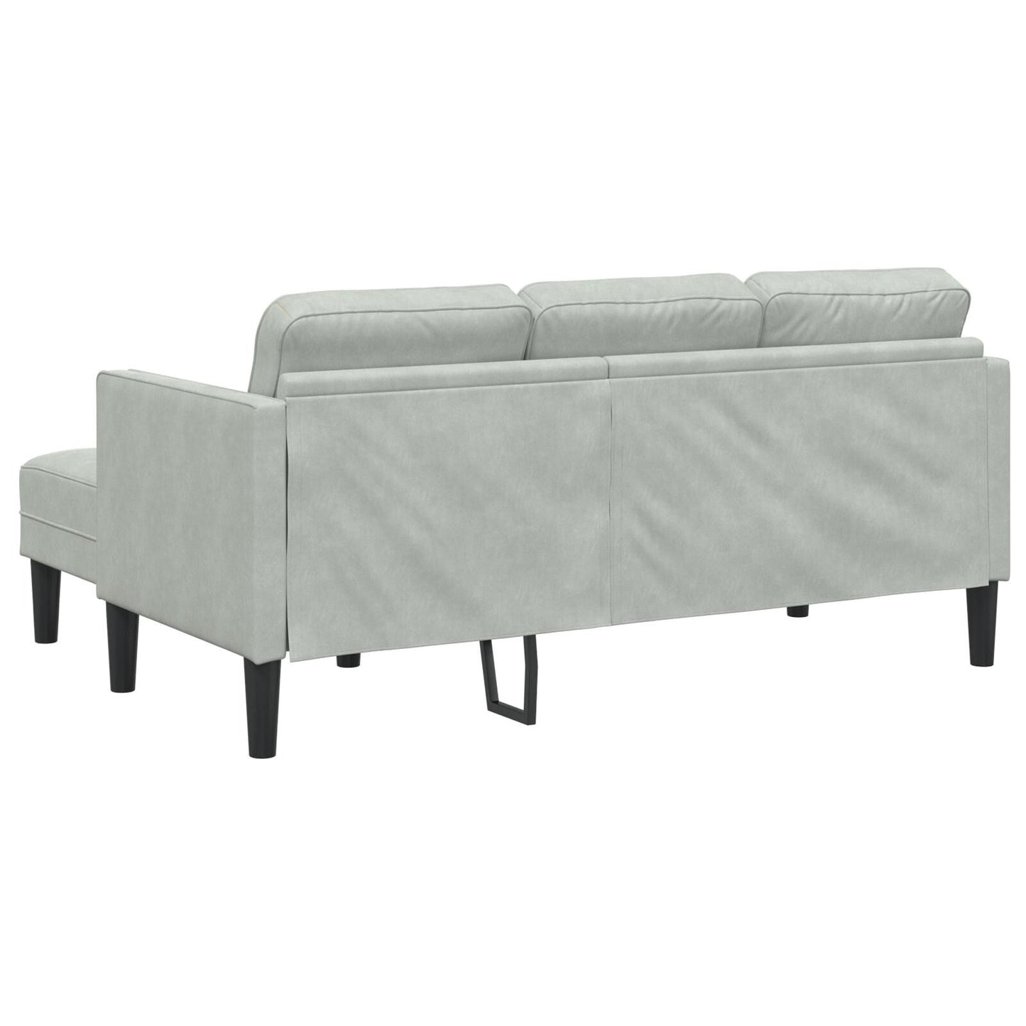 vidaXL Divano da giardino a L in velluto nero/grigio scuro/grigio chiaro - 68,1 x 51,6 x 26,4
