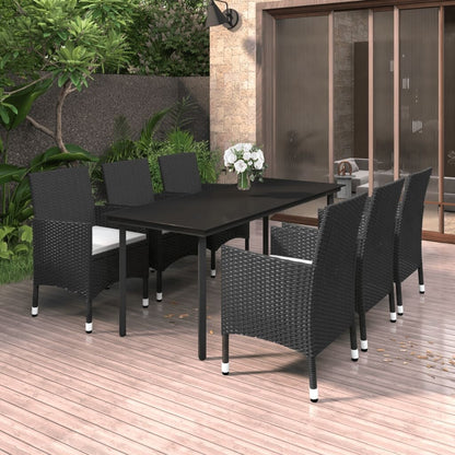 vidaXL Set da pranzo per patio con tavolo e sedie da esterno in polyrattan e vetro