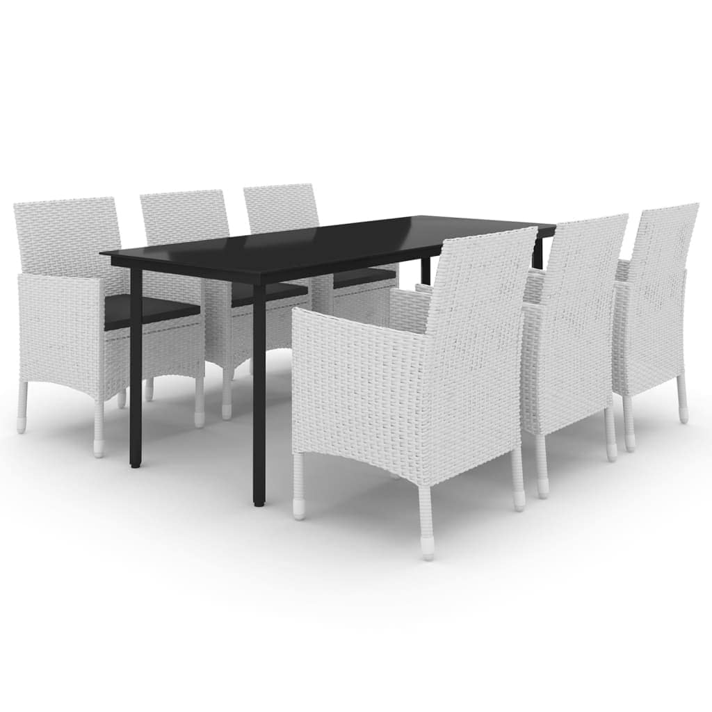 vidaXL Set da pranzo per patio con tavolo e sedie da esterno in polyrattan e vetro