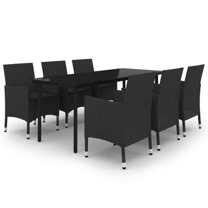 vidaXL Set da pranzo per patio con tavolo e sedie da esterno in polyrattan e vetro