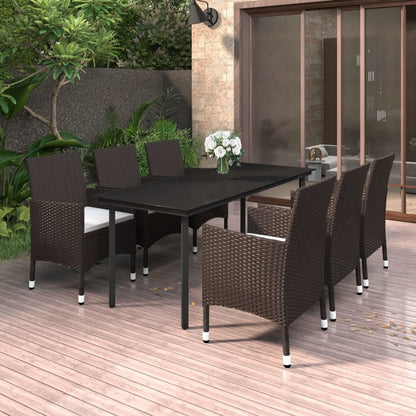 vidaXL Set da pranzo per patio con tavolo e sedie da esterno in polyrattan e vetro