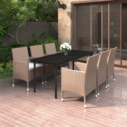 vidaXL Set da pranzo per patio con tavolo e sedie da esterno in polyrattan e vetro