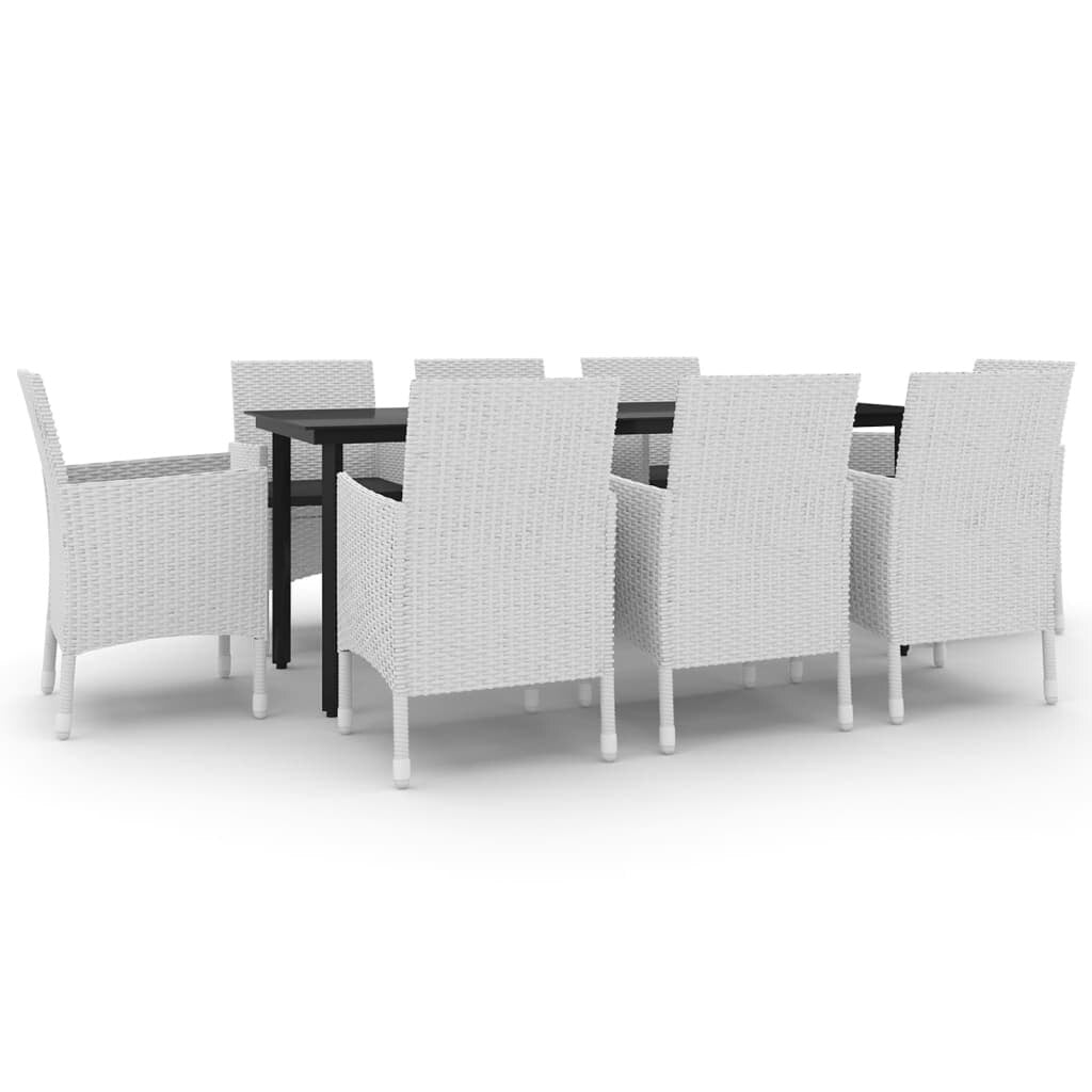 vidaXL Set da pranzo per patio con tavolo e sedie da esterno in polyrattan e vetro