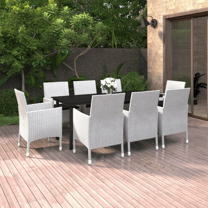 vidaXL Set da pranzo per patio con tavolo e sedie da esterno in polyrattan e vetro