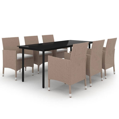 vidaXL Set da pranzo per patio con tavolo e sedie da esterno in polyrattan e vetro