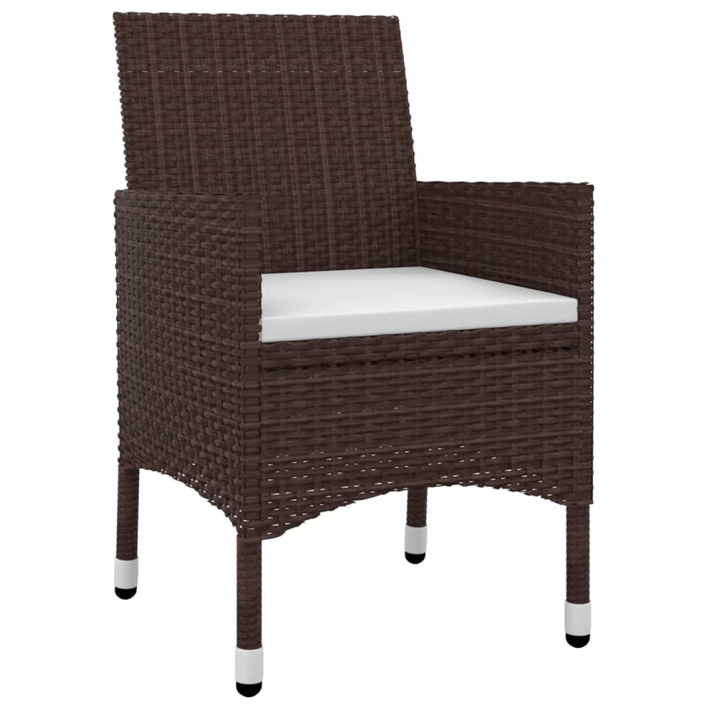 vidaXL Set da pranzo per patio con tavolo e sedie da esterno in polyrattan e vetro