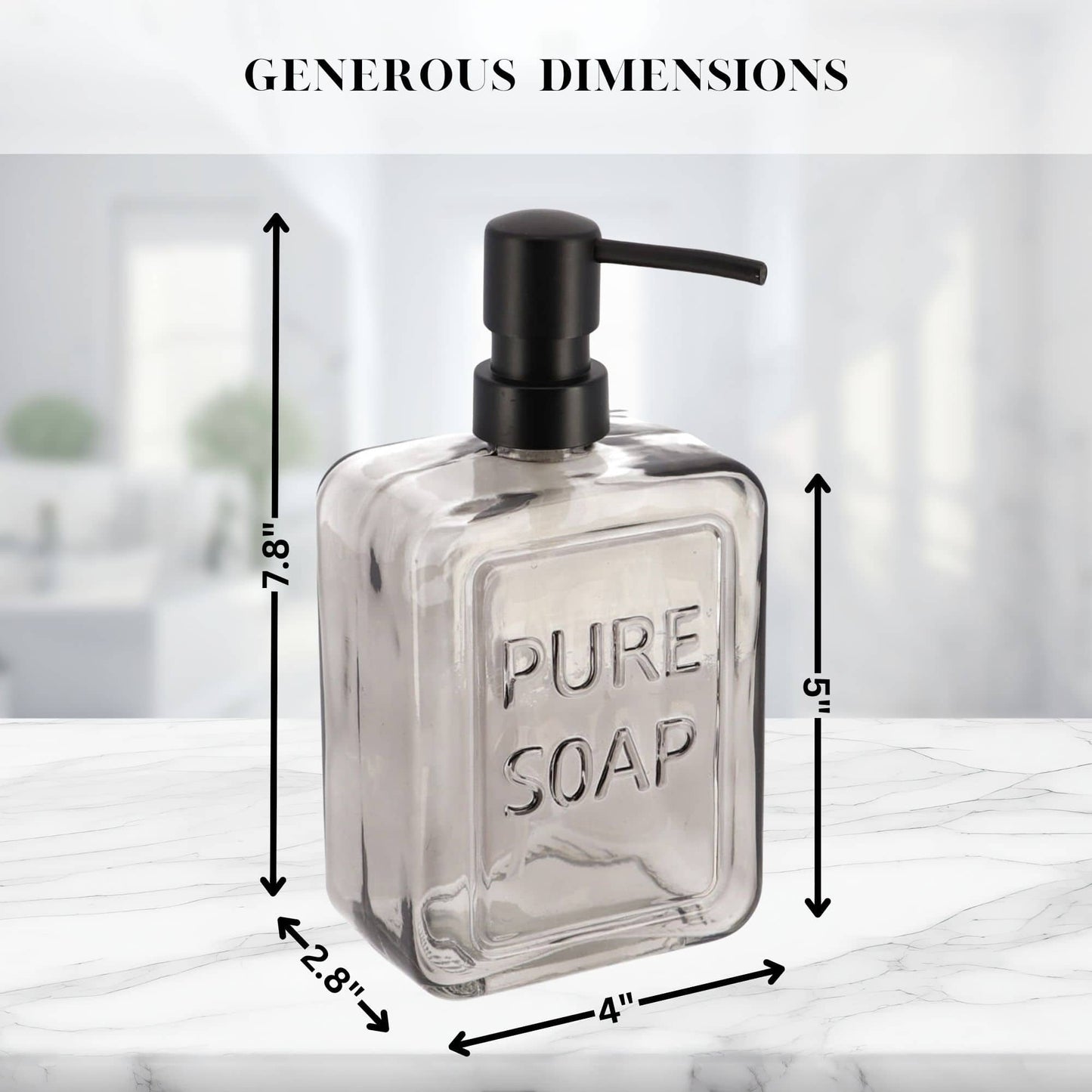 Dispenser di sapone in vetro vintage PURE SOAP 18 FL OZ - 18 Fl Oz